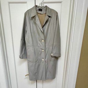 Martignana Full Length Grey Italian Leather Trench Coat